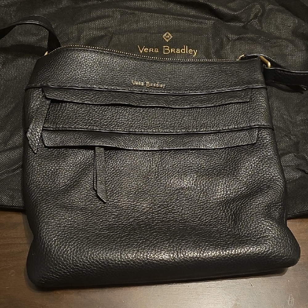 Vera Bradley Black Pebble Leather Crossbody Bag